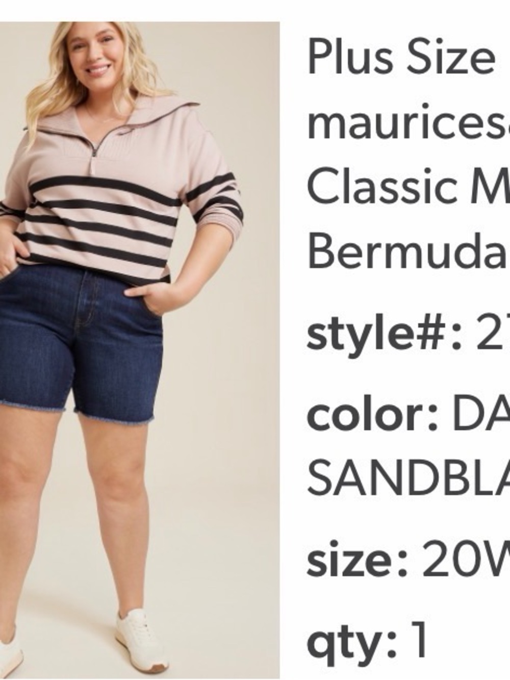 Maurices Dark Blue Denim Plus Size Bermuda Shorts